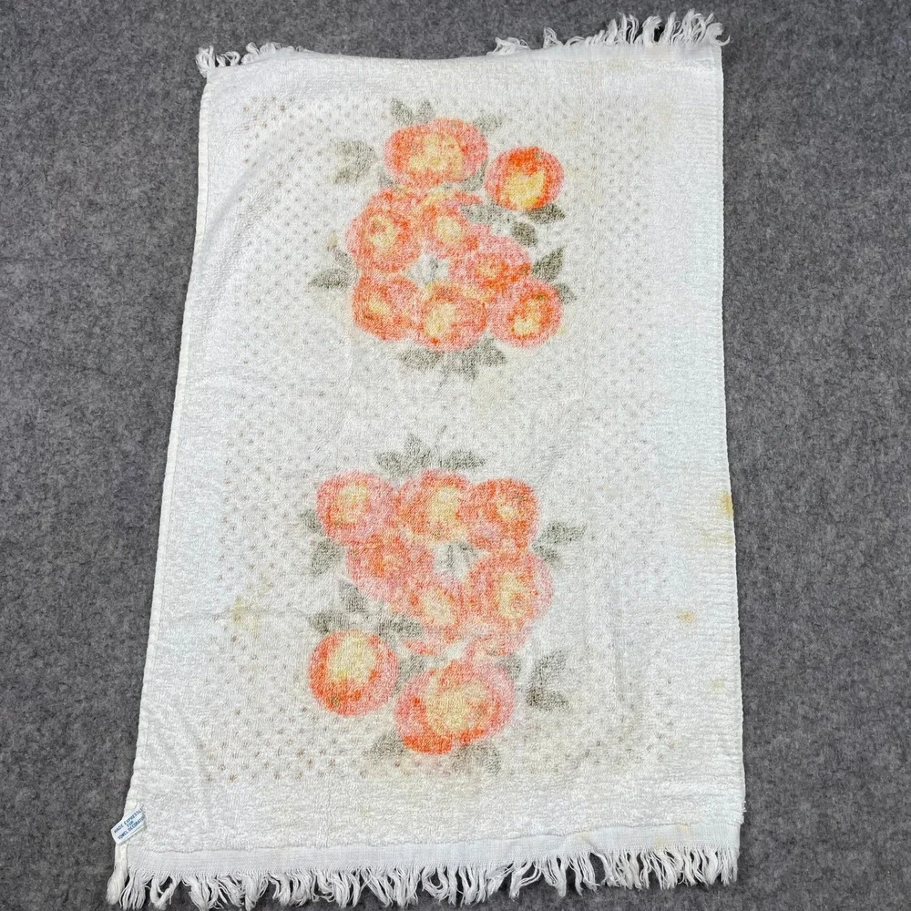 Vintage Town House Kitchen Terry Towel Oranges Polka Dot Fringe MCM 50s USA